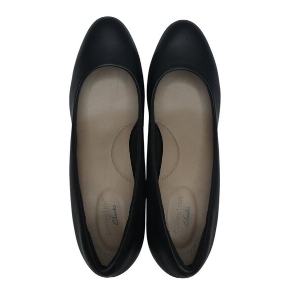 Collection by Clarks Adriel Viola Black Leather Heels Pumps Womens 10 - Picture 7 of 13